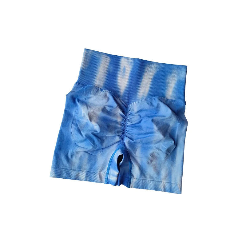 Aurora Glow Scrunch Shorts – Sculpting Tie-Dye High-Waist Fit