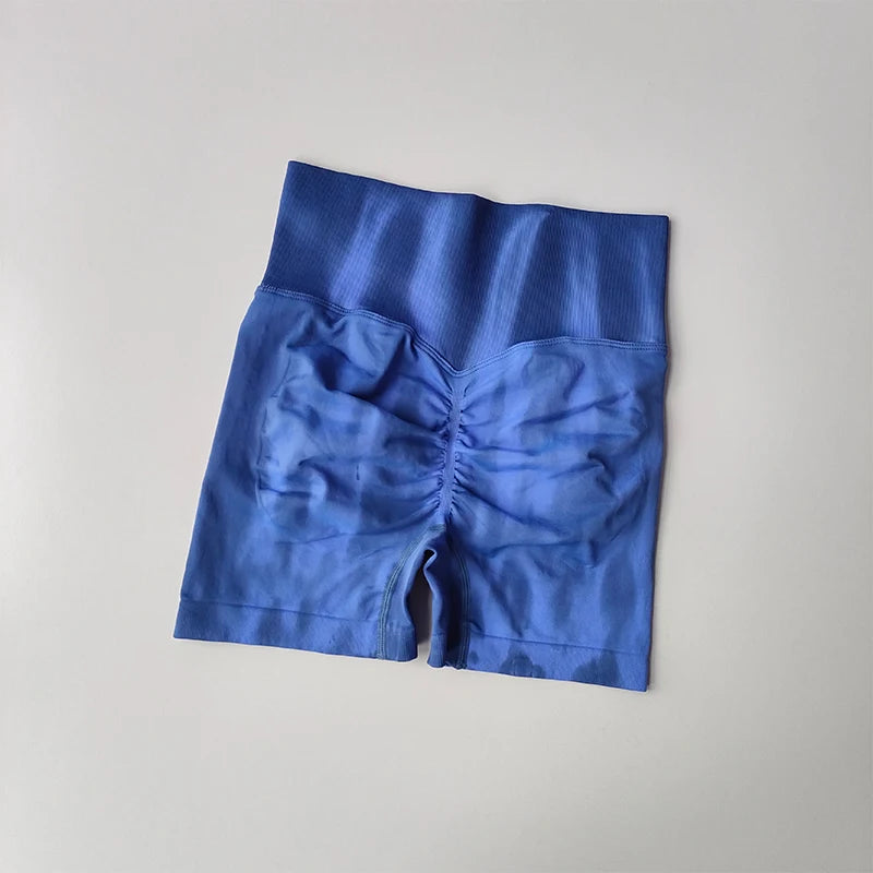 Aurora Glow Scrunch Shorts – Sculpting Tie-Dye High-Waist Fit