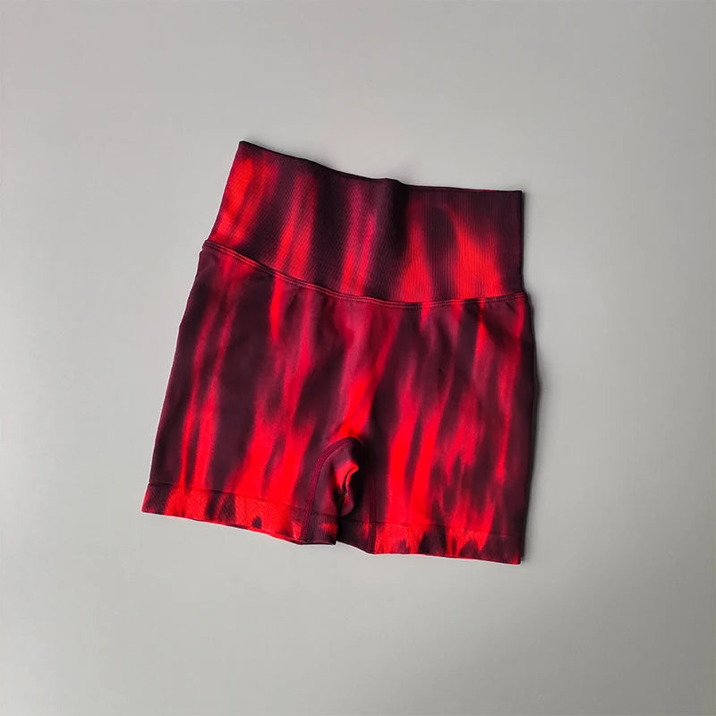 Aurora Glow Scrunch Shorts – Sculpting Tie-Dye High-Waist Fit